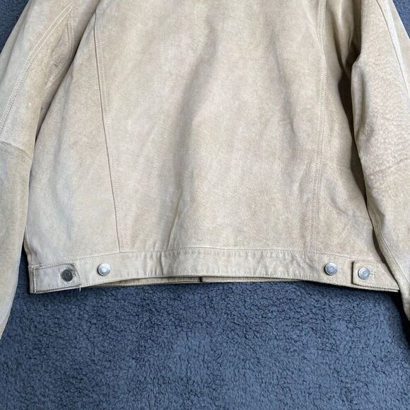 GAP Product RED Leather Mens SZ XL Suede Jacket Y2K Beige Military Rare Boxy - Picture 16 of 16
